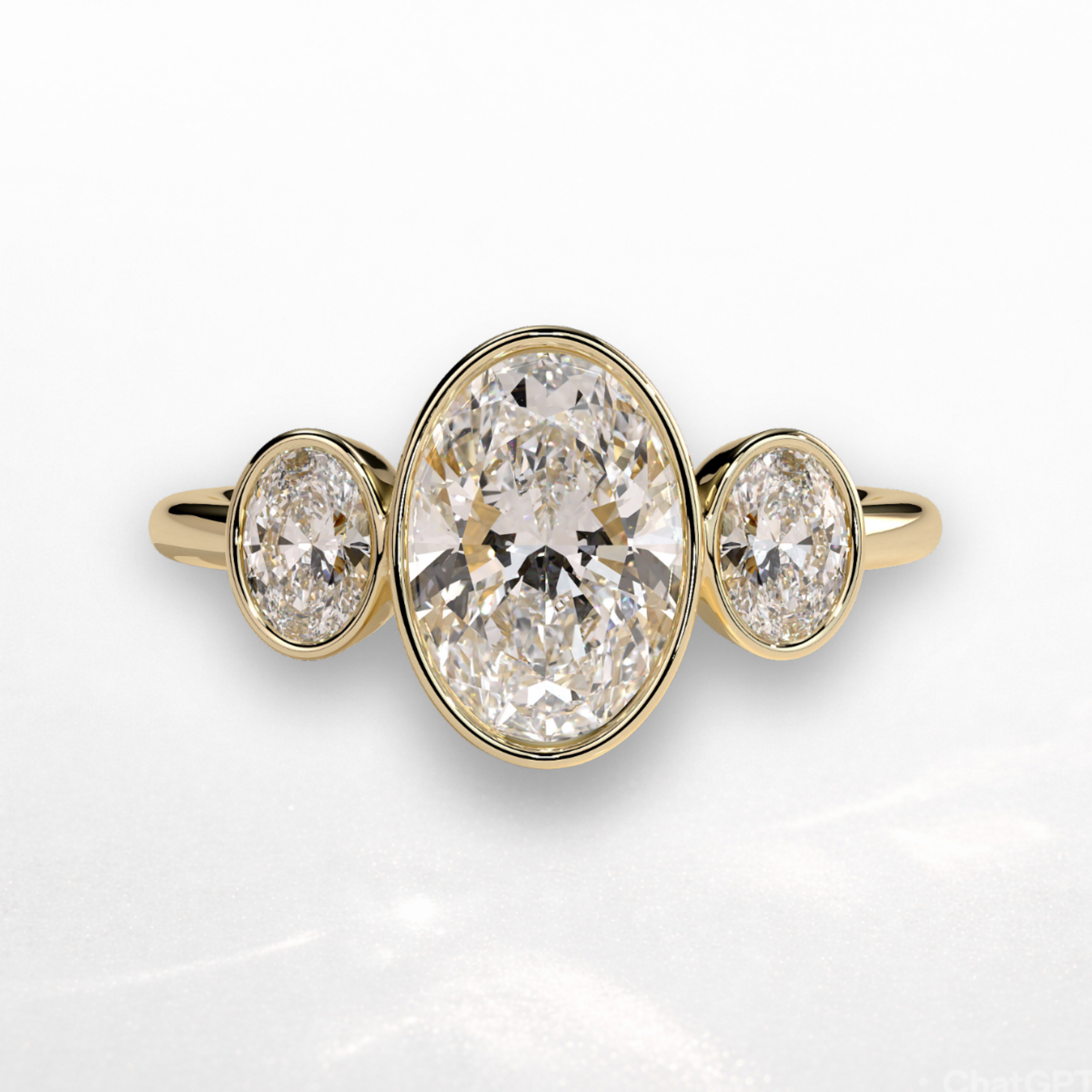 Oval Three Stone Bezel Ring