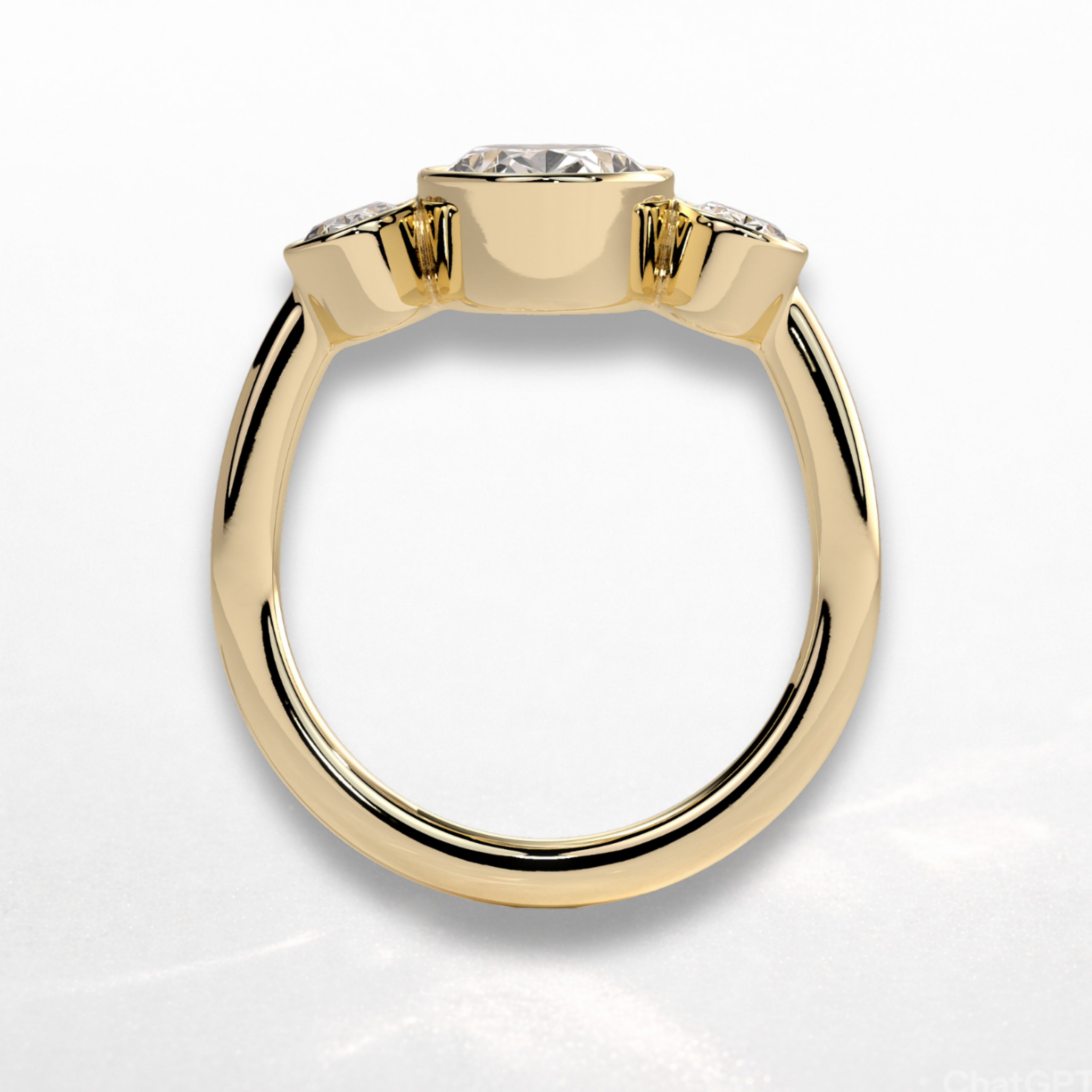 Oval Three Stone Bezel Ring