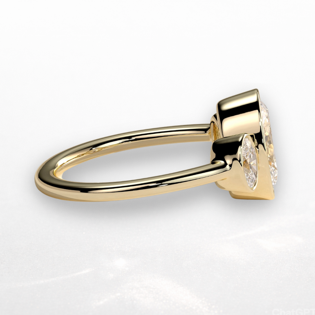 Oval Three Stone Bezel Ring