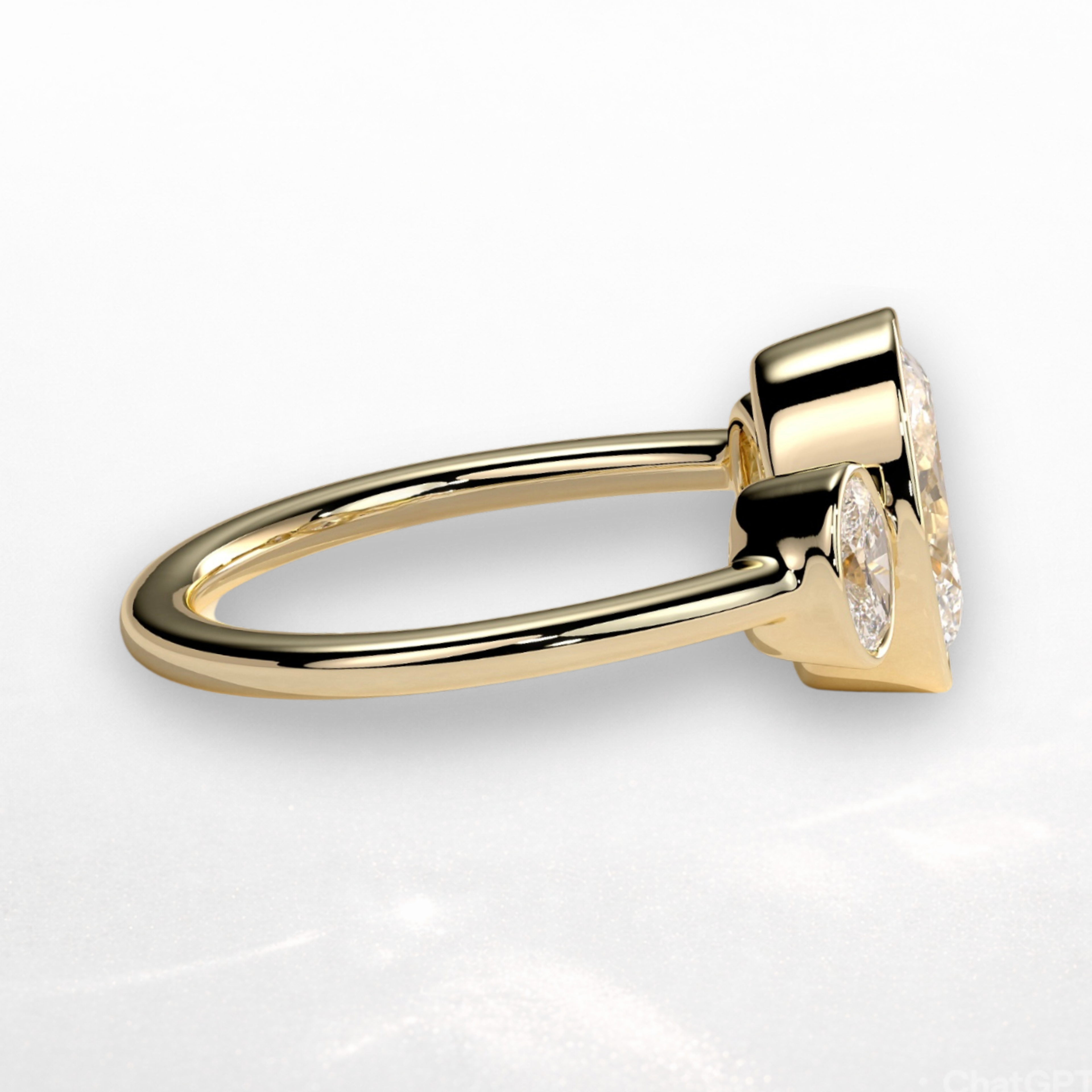 Oval Three Stone Bezel Ring