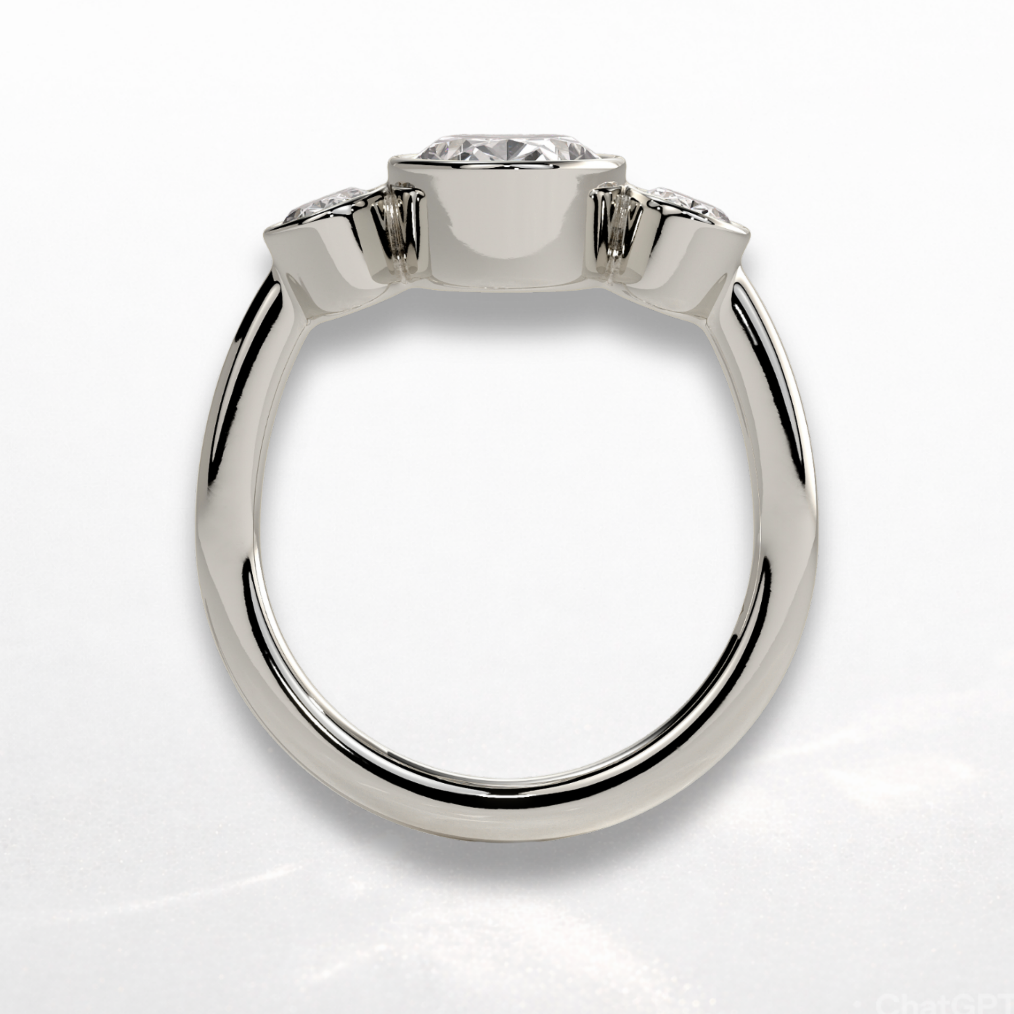Oval Three Stone Bezel Ring