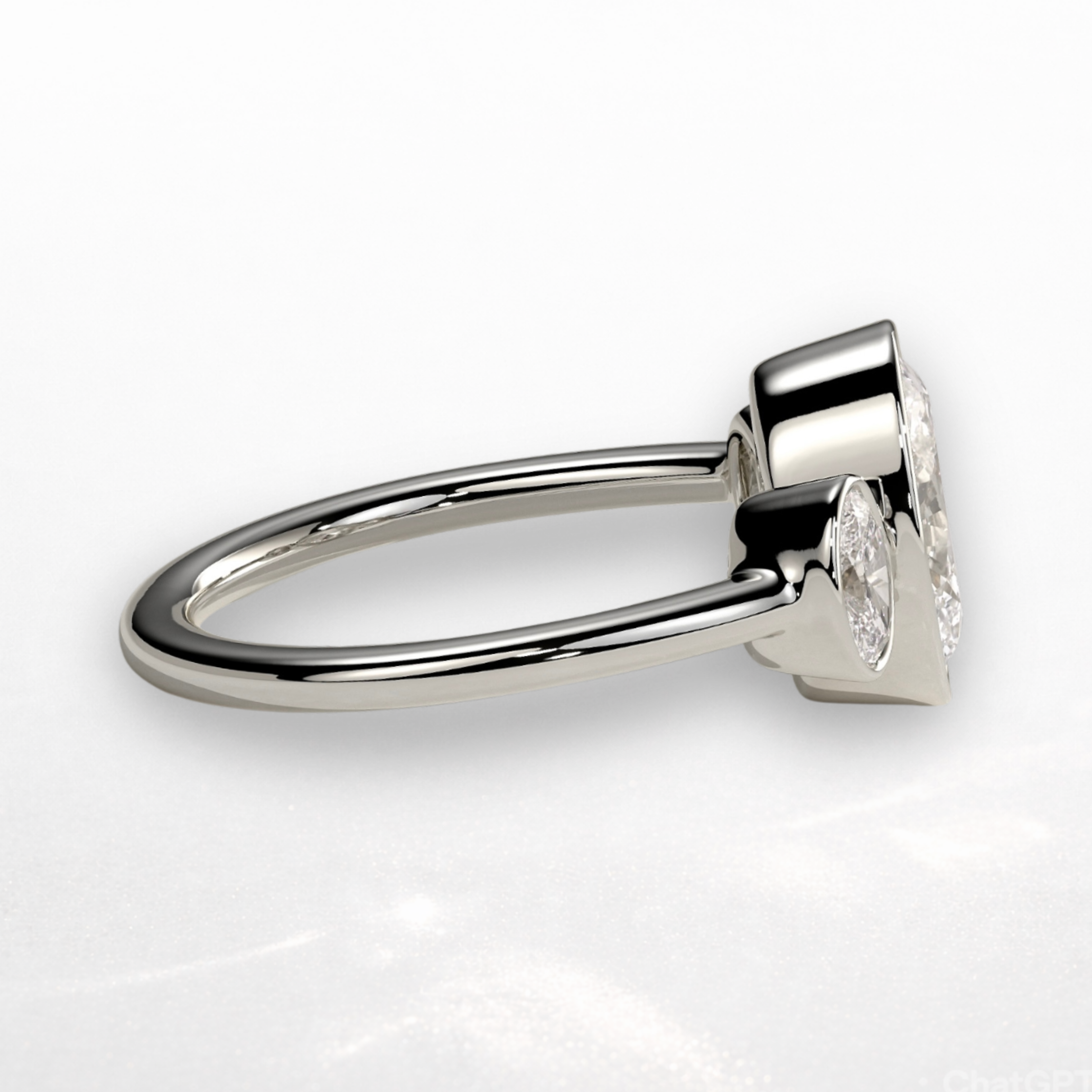 Oval Three Stone Bezel Ring
