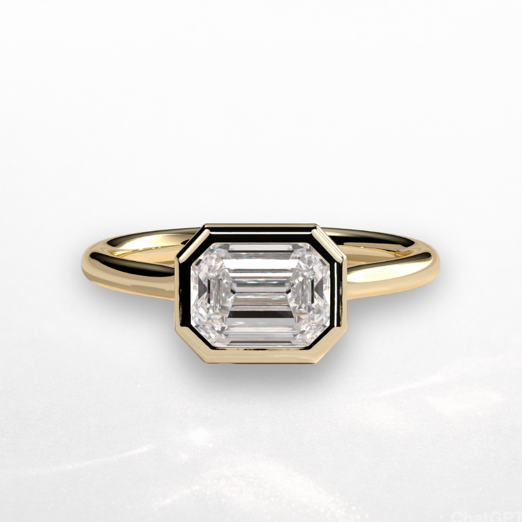 Emerald East West Bezel Ring