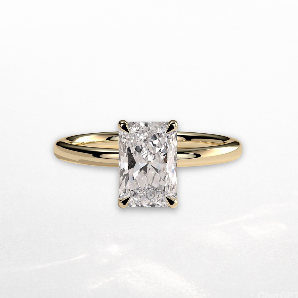 Radiant Solitaire Ring with Hidden Halo