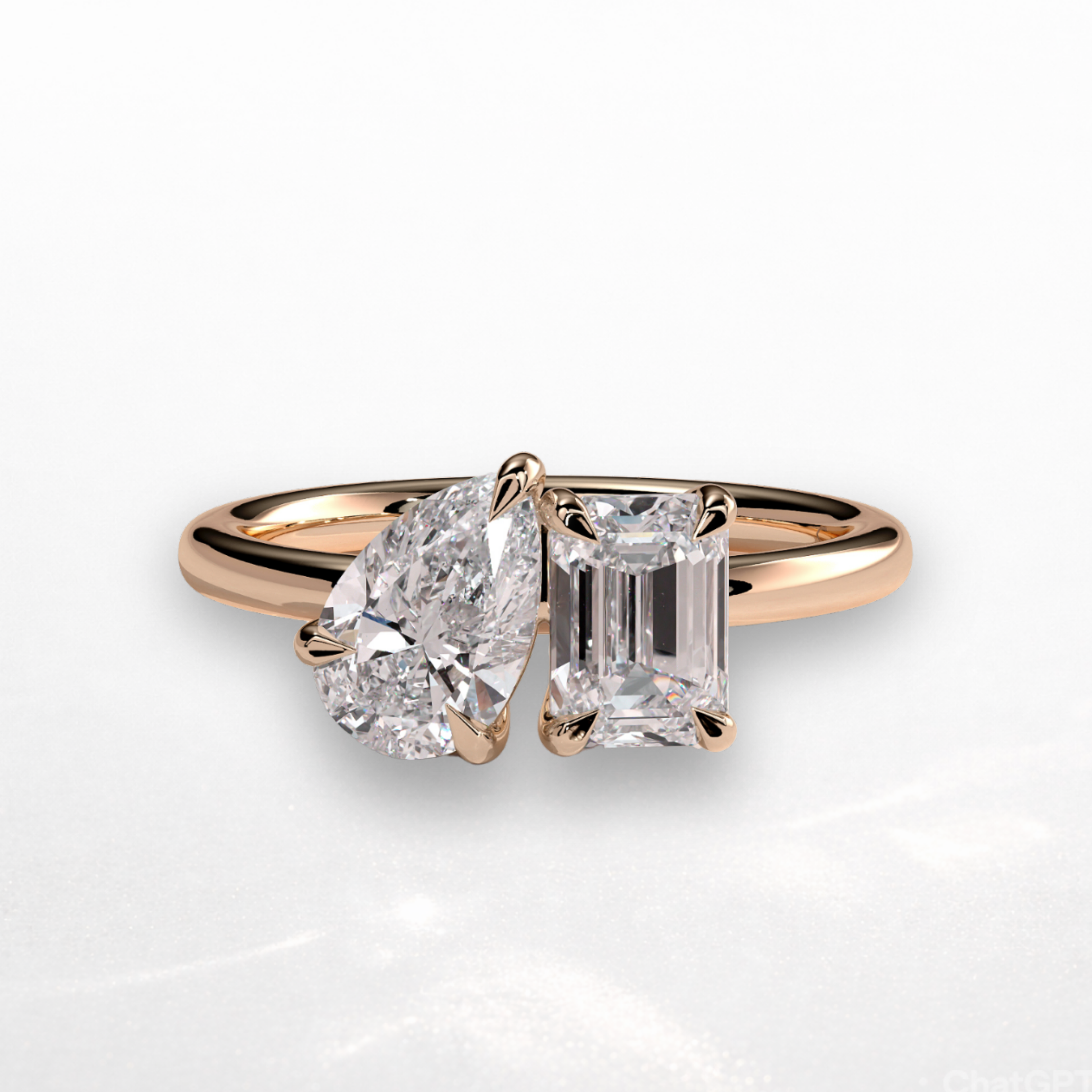 Pear Emerald Toi et Moi Ring