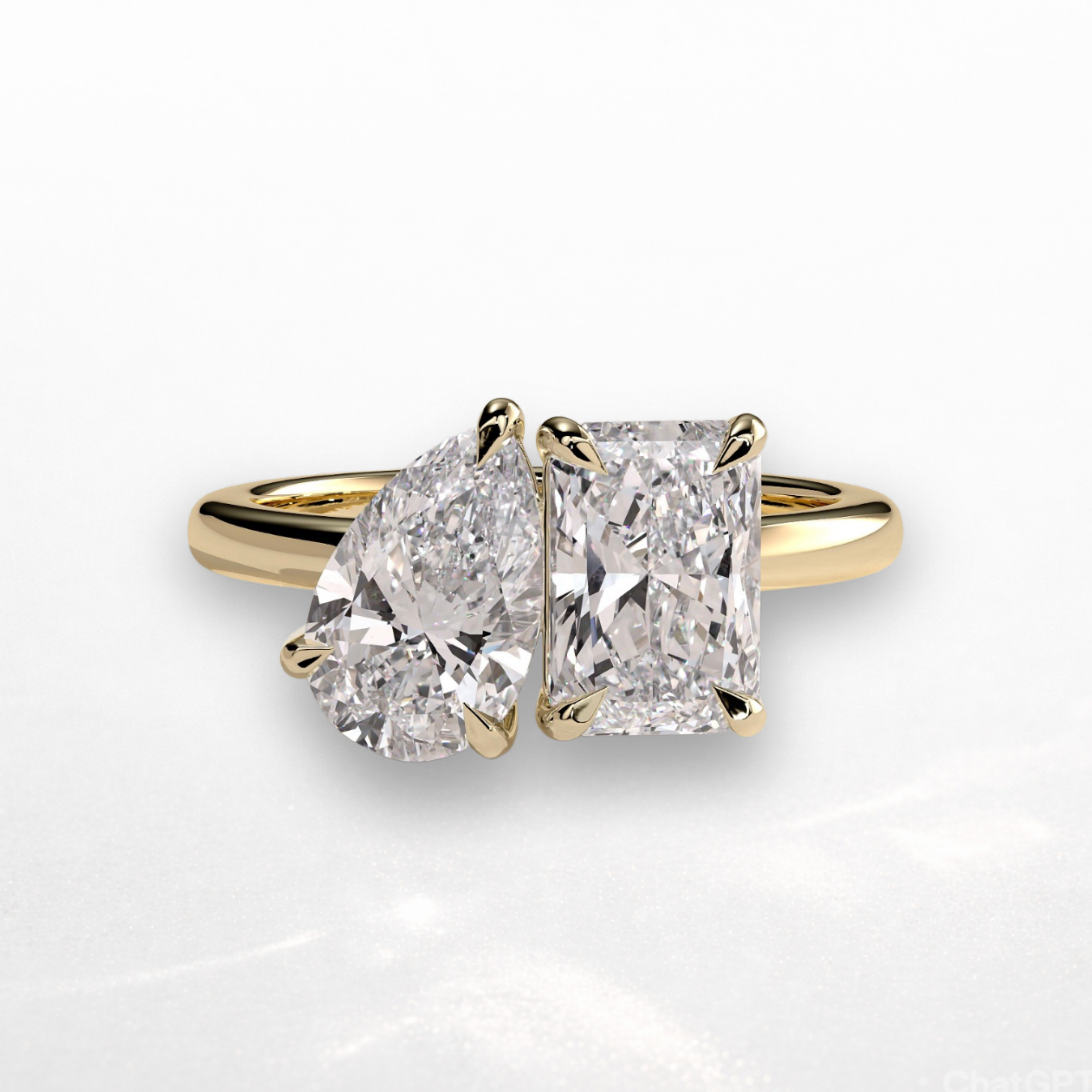 Pear Radiant Toi et Moi Ring