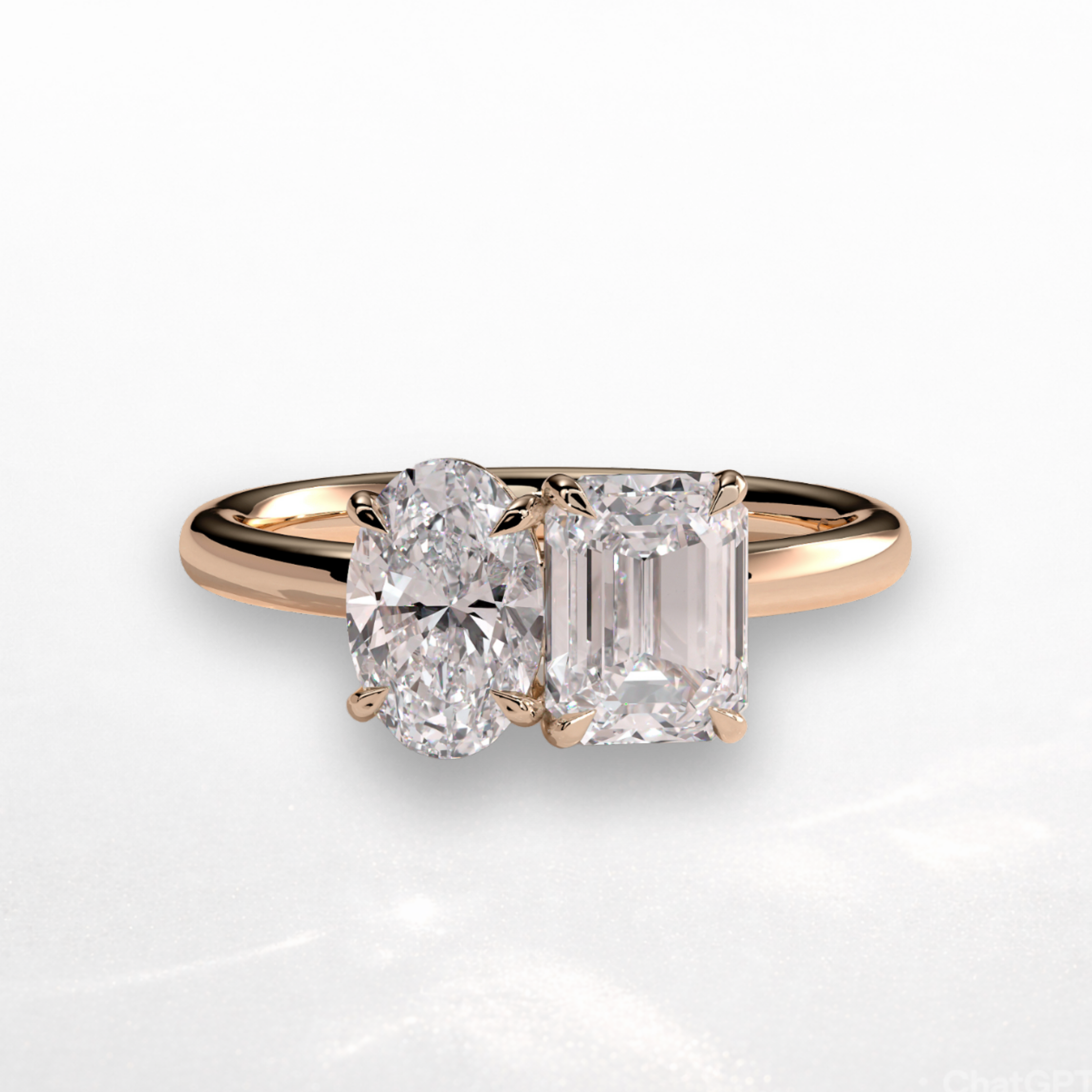 Oval Emerald Toi et Moi Ring